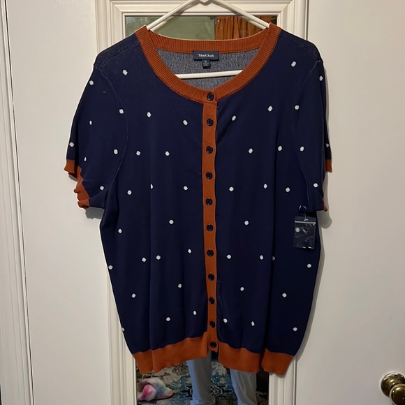 Modcloth Sweaters - ModCloth navy polka dot short sleeve cardigan